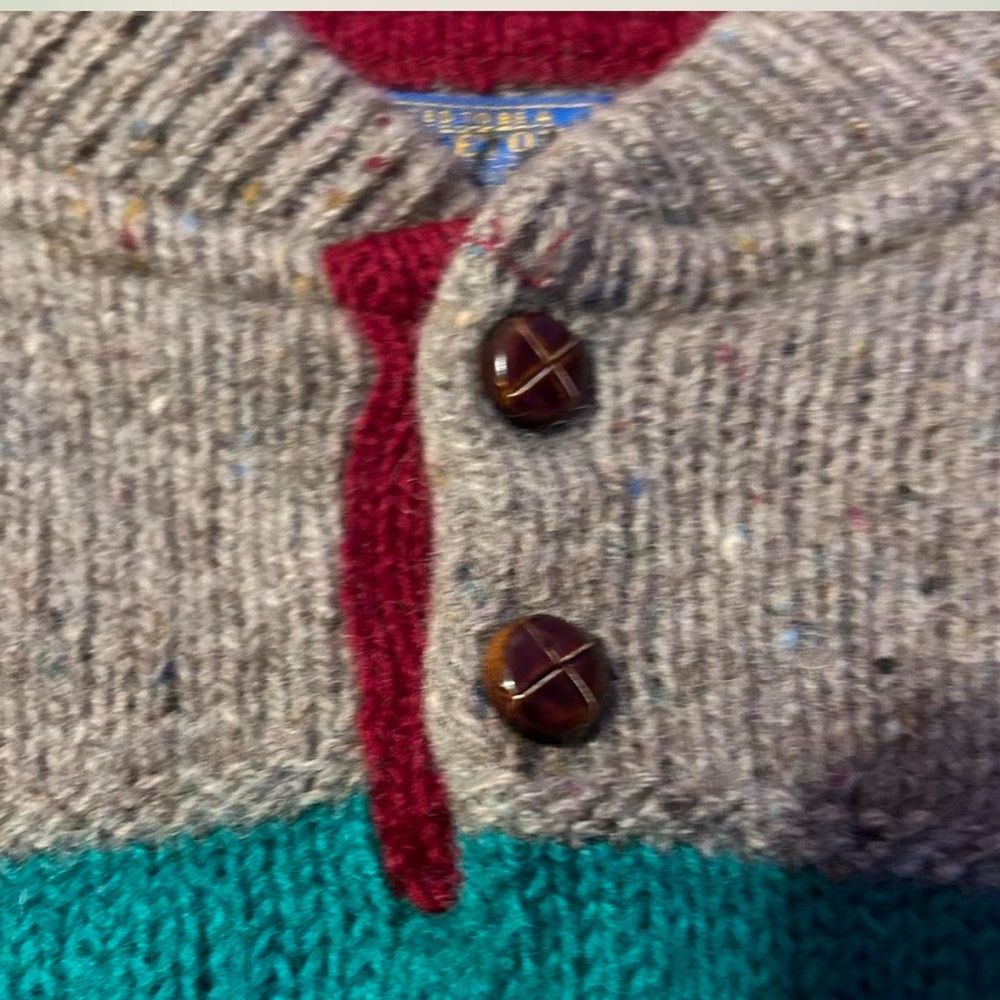Pendleton Button Up Striped Chunky Wool Sweater - image 4